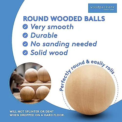 1 inch Wooden Round Ball, Bag of 50 Unfinished Natural Round Hardwood Balls, Smooth Birch Balls, for Crafts and DIY Projects (1 inch Diameter) by