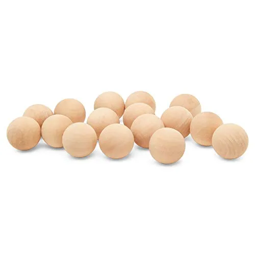 1 inch Wooden Round Ball, Bag of 50 Unfinished Natural Round Hardwood Balls, Smooth Birch Balls, for Crafts and DIY Projects (1 inch Diameter) by