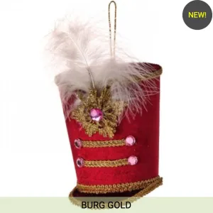 5" VELVET ROYAL COURT ORCHESTRA HAT ORNAMENT W/PLUME