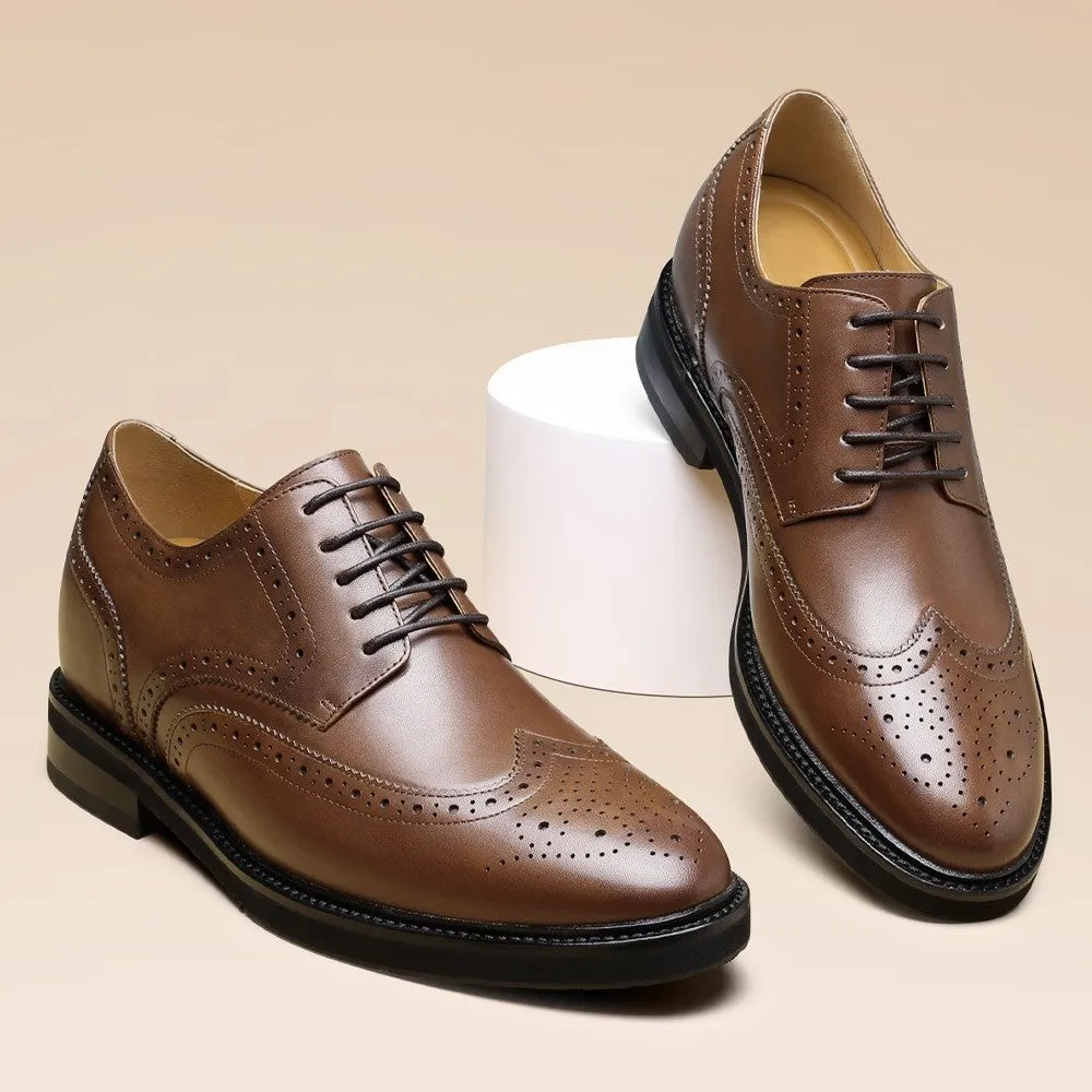 7 CM / 2.76 Inches CMR CHAMARIPA Cowhide Leather Elevator Dress Shoes for Men