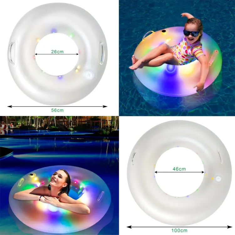 Adult 100cm Inflatable Swimming Rings With Colorful Led Lights