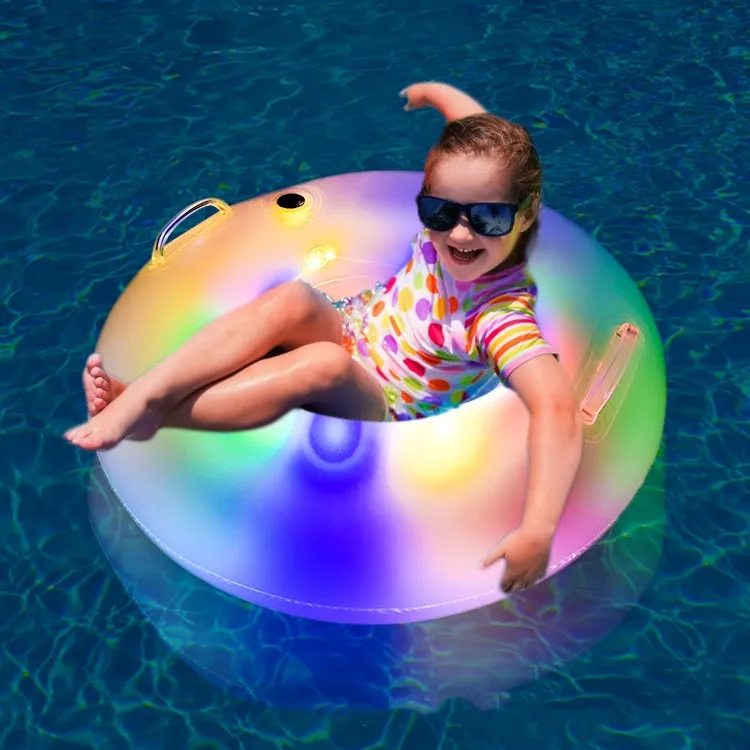 Adult 100cm Inflatable Swimming Rings With Colorful Led Lights