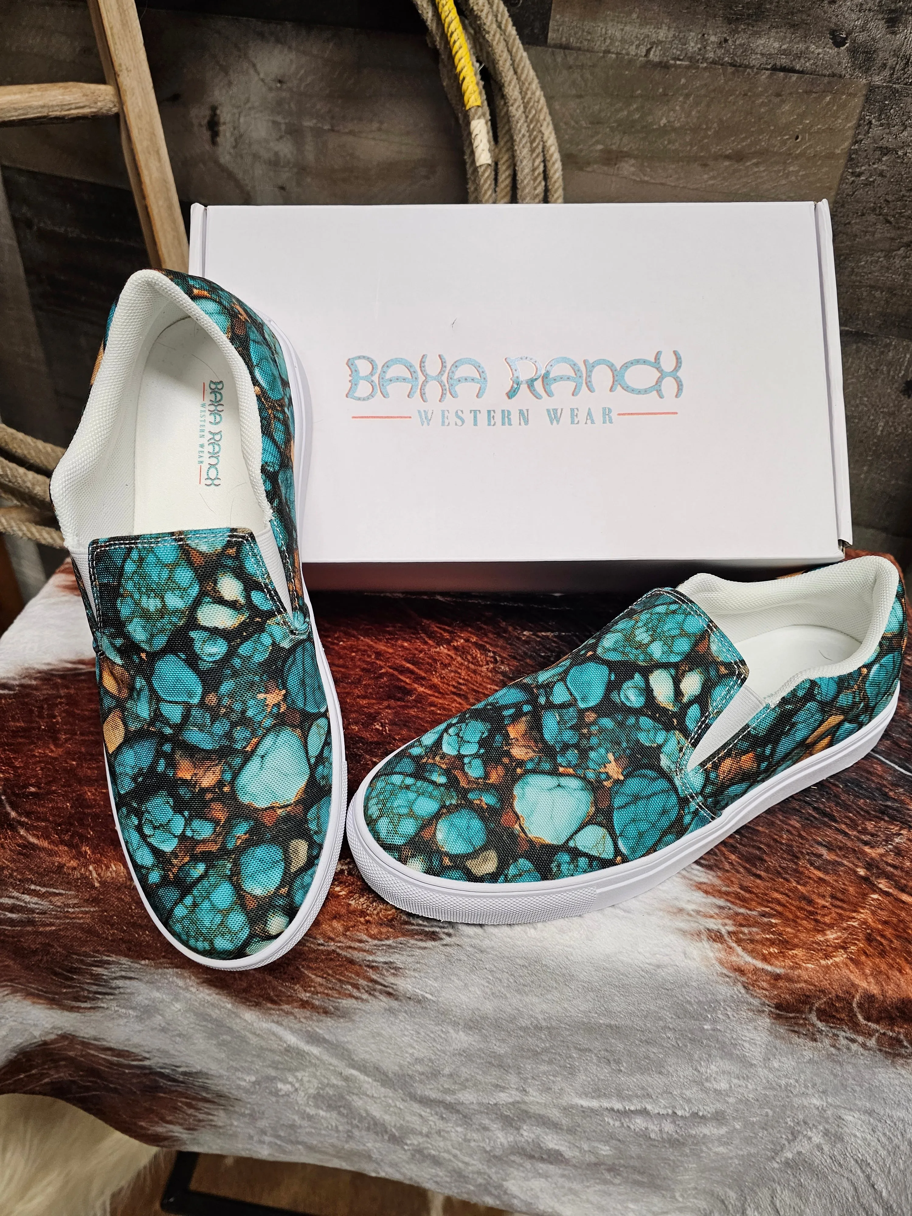 All Turquoise Women’s slip-on canvas shoes