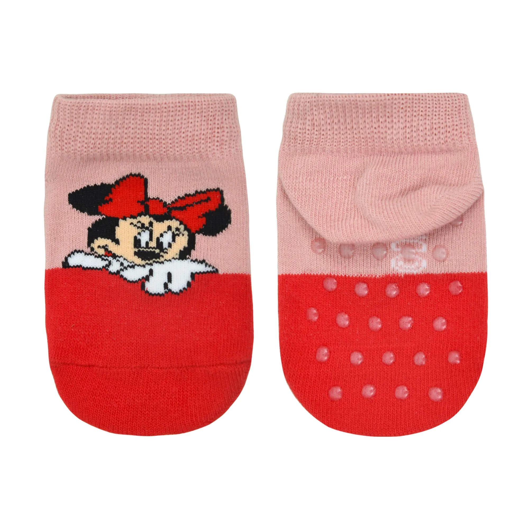 Balenzia X Disney Character Anti-skid Lowcut Socks for Kids- Mickey & Minnie (Pack of 3 Pairs/ 1U) (Red, Balck, Blue)