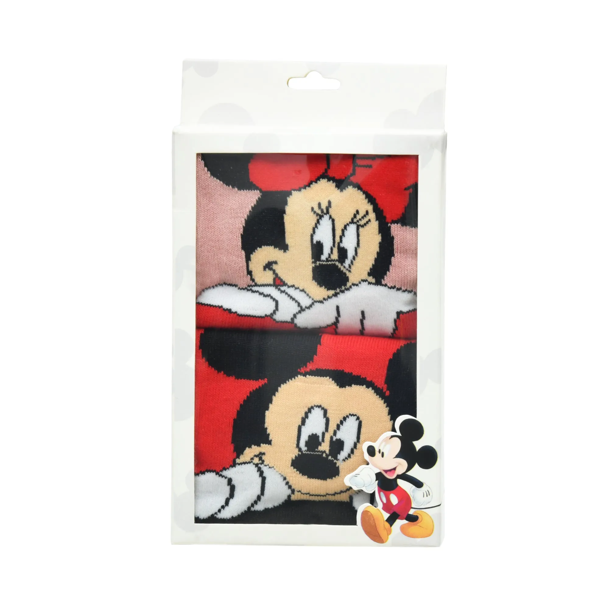 Balenzia x Disney Character Lowcut socks for Women- Mickey & Minnie (Pack of 2 Pairs/1U)(Free Size) Red, Pink