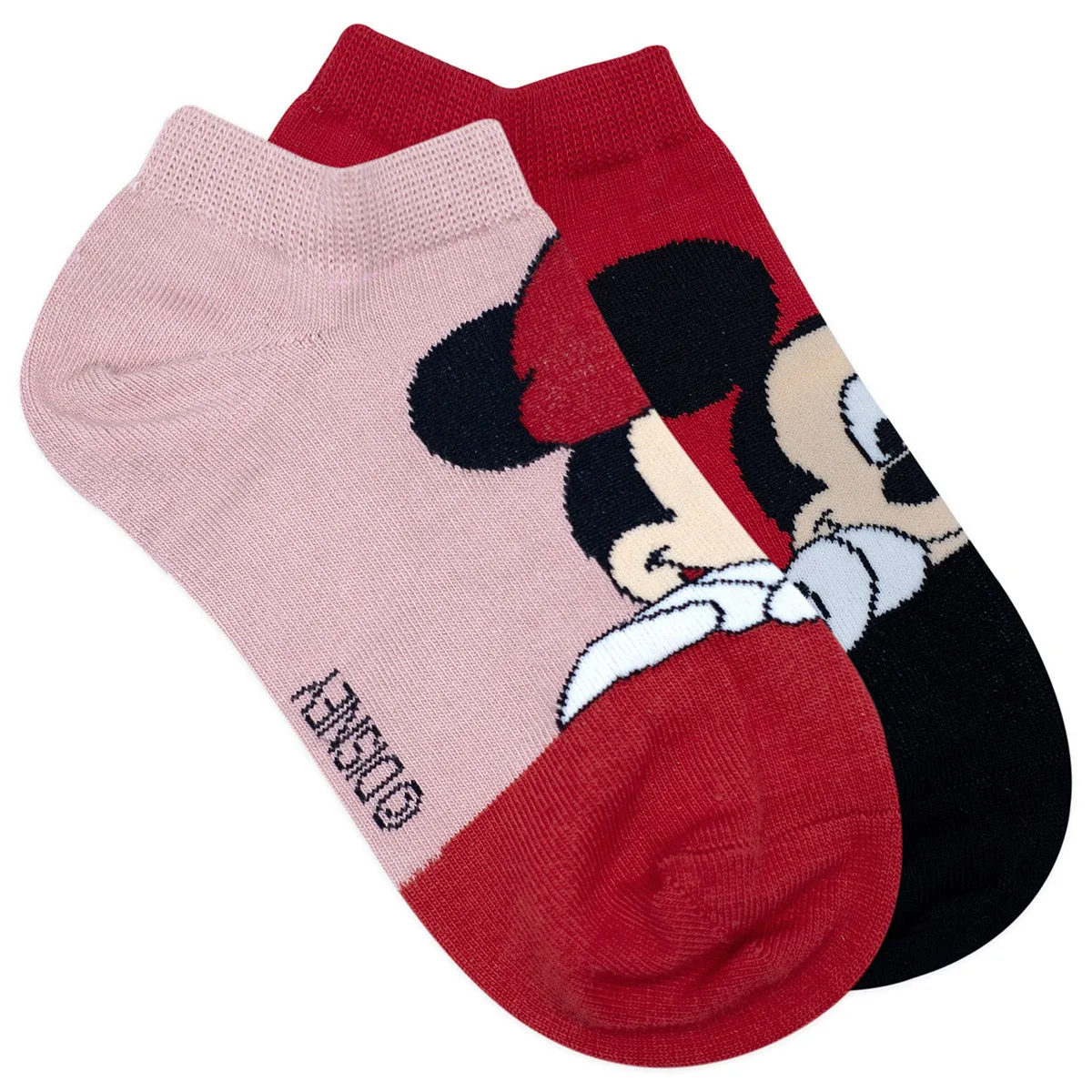 Balenzia x Disney Character Lowcut socks for Women- Mickey & Minnie (Pack of 2 Pairs/1U)(Free Size) Red, Pink