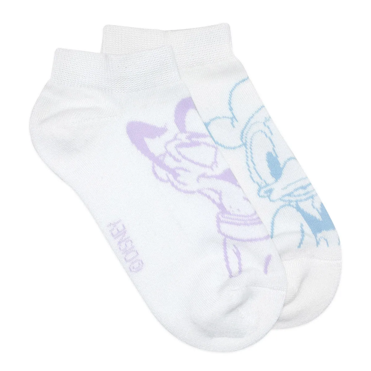 Balenzia x Disney Donald Duck & Pluto Lowcut Socks for Women (Pack of 2 Pairs/1U)(Free Size) White