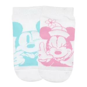 Balenzia x Disney Mickey & Minnie Lowcut Socks for Women (Pack of 2 Pairs/1U)(Free Size) White