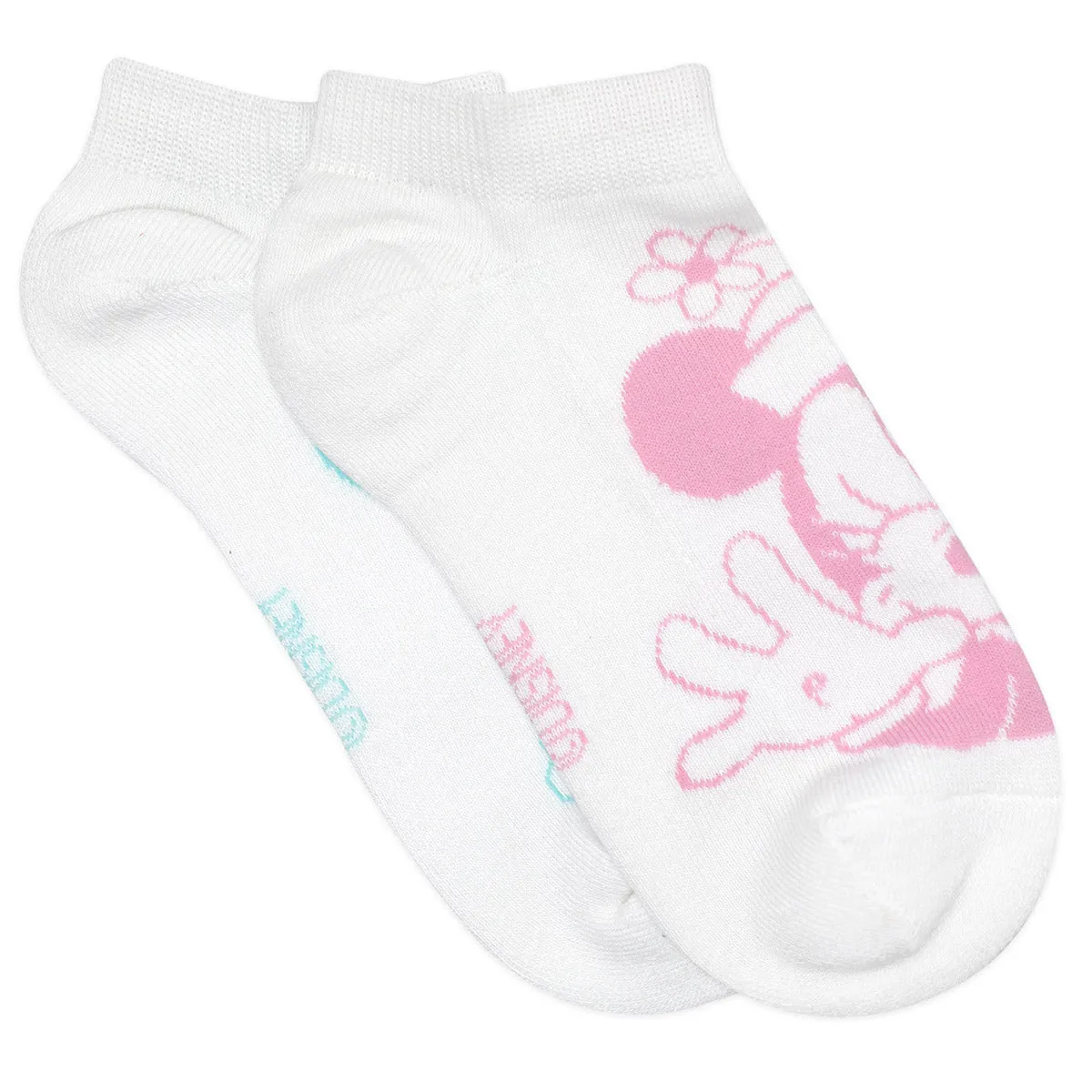 Balenzia x Disney Mickey & Minnie Lowcut Socks for Women (Pack of 2 Pairs/1U)(Free Size) White