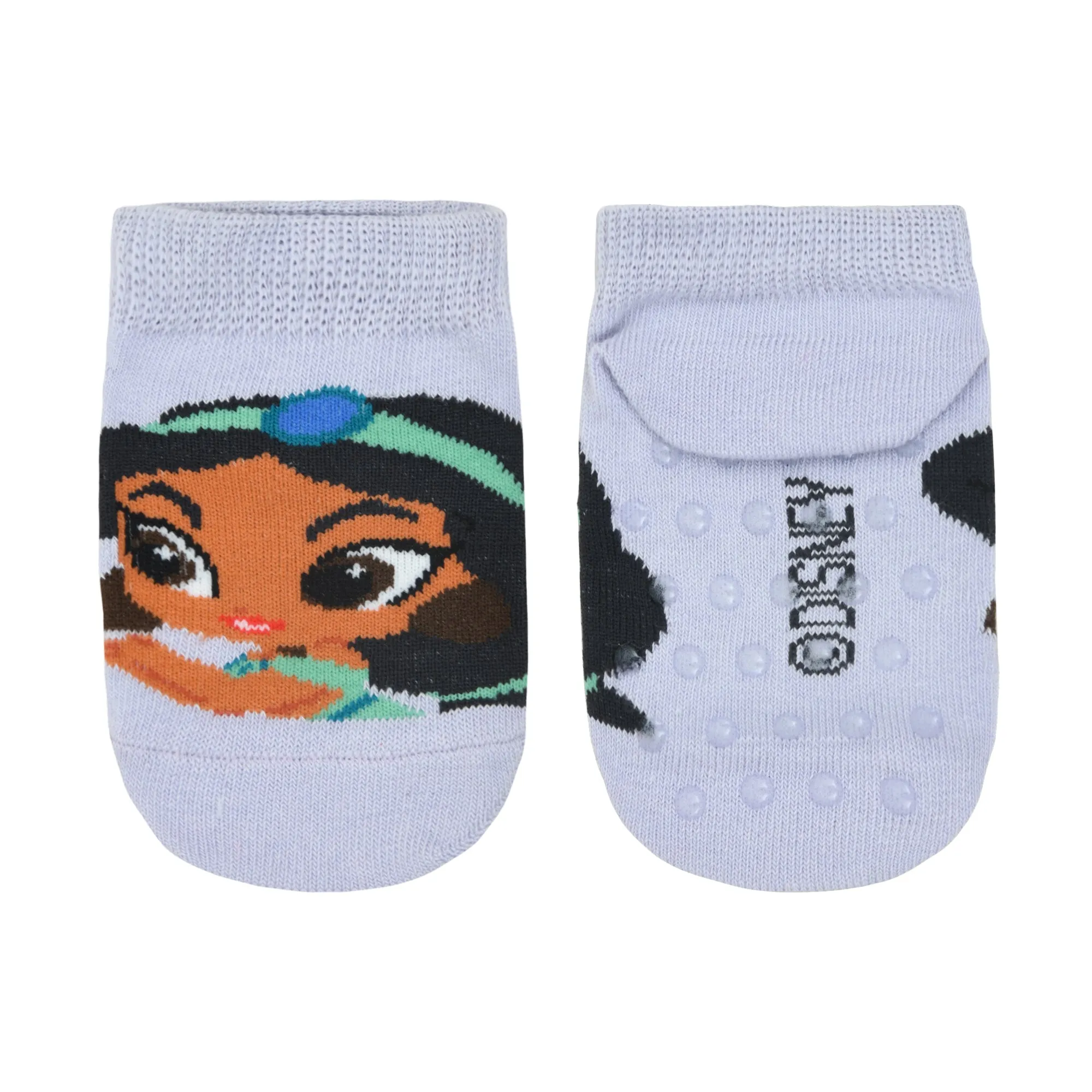 Balenzia x Disney Princess Anti-Skid Lowcut socks for Kids- Snow White, Jasmine (Pack of 2Pairs/1U) (Lavender, White)