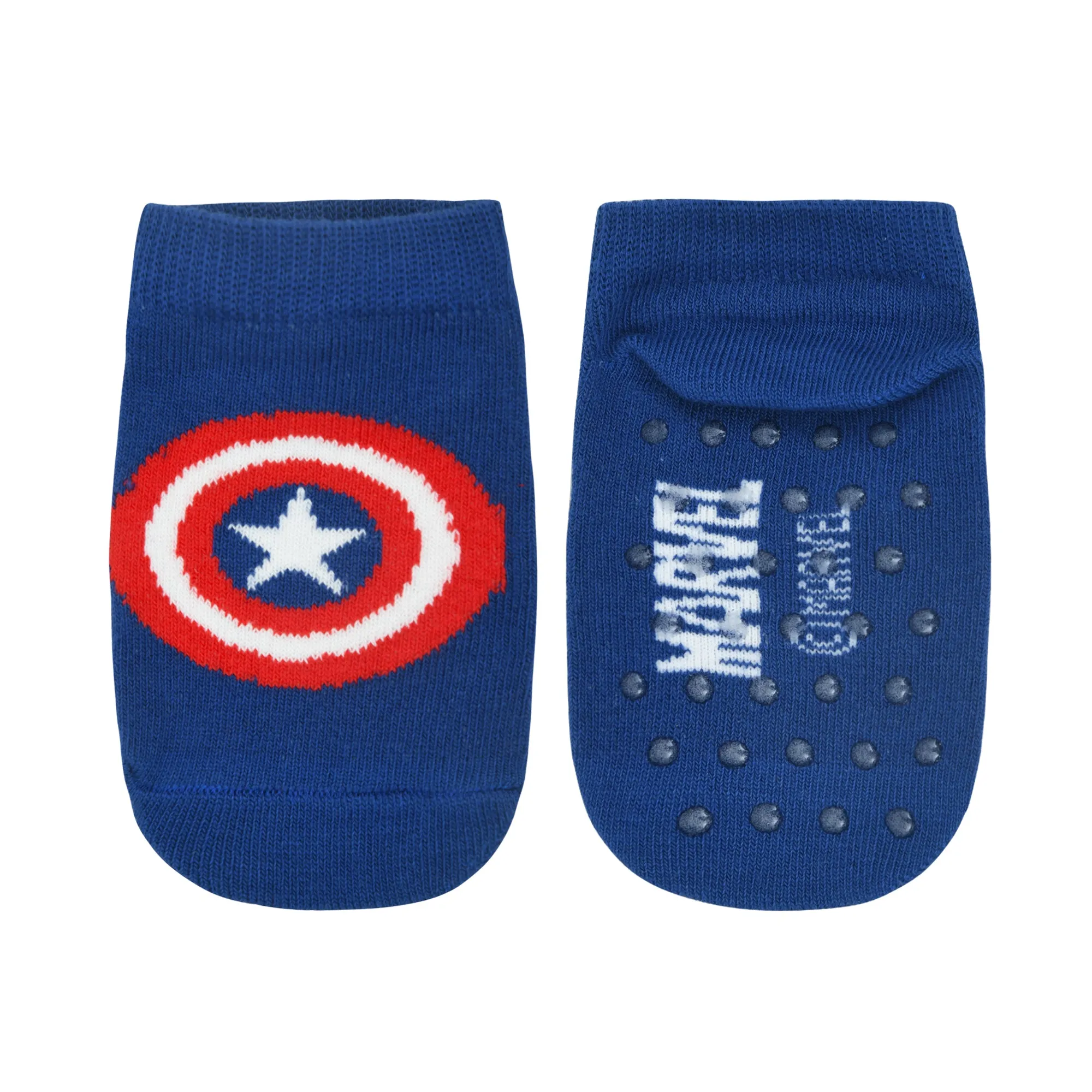 Balenzia x Marvel Anti-Skid Lowcut socks for Kids- Iron Man, Hulk, Captain America (Black, Red, Blue) (Pack of 3 Pairs/1U)