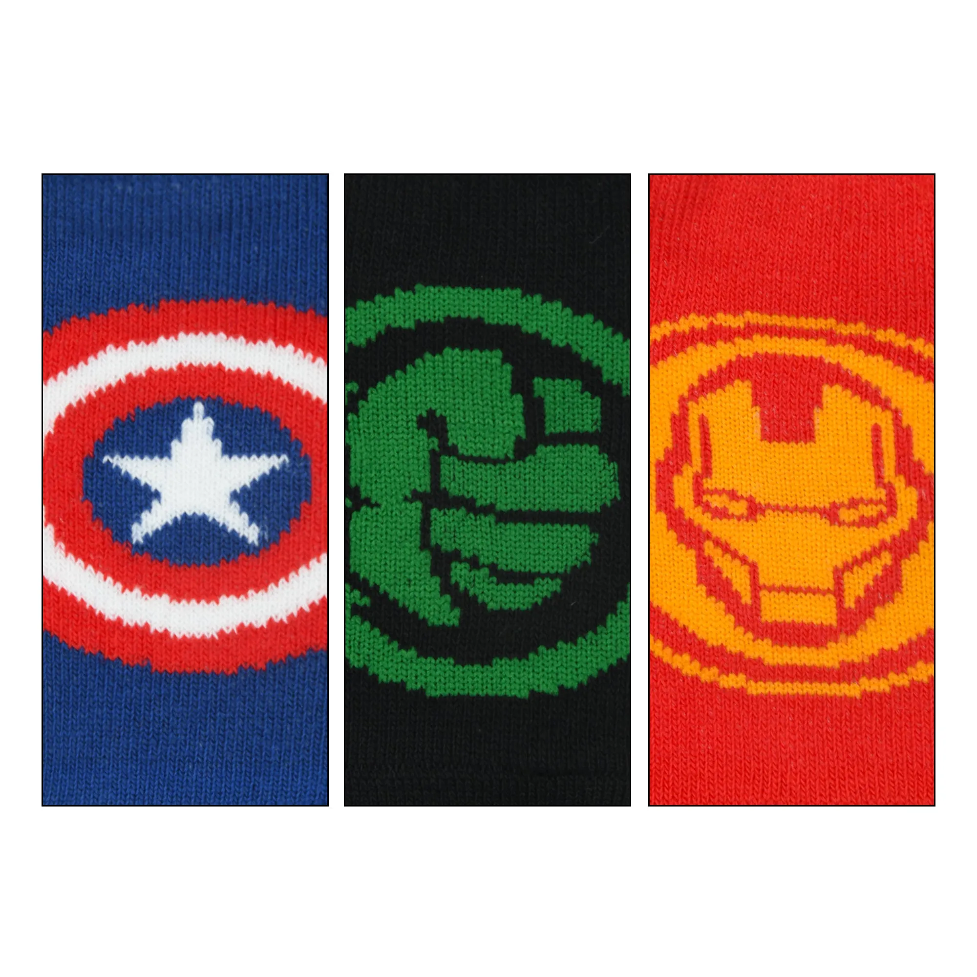 Balenzia x Marvel Anti-Skid Lowcut socks for Kids- Iron Man, Hulk, Captain America (Black, Red, Blue) (Pack of 3 Pairs/1U)