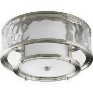 Bay Court 15 in. 2 Lights Flush Mount Light Nickel Finish