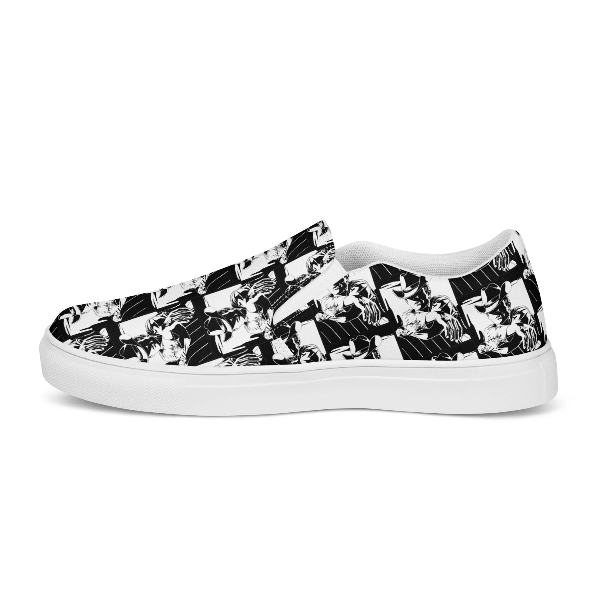 Black & White Cowboy Women’s Slip-on Canvas Shoes