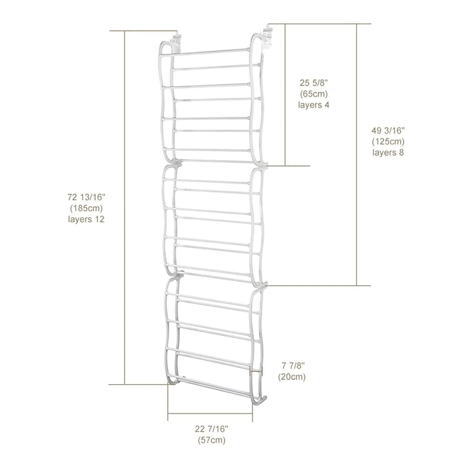 Bluevista Over The Door Shoe Rack Adjust 36 Pair Shoes, Tiered Shelf Can Be Hung&Wall-Mounted, Strong&Durable White Resin Frame With Metal Tubes To Store Shoes, Sandals&High Heels (White)