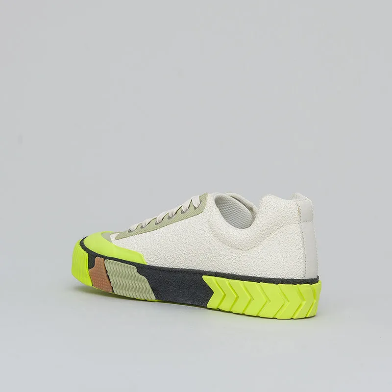 both - BROKEN-C LOW TOP-STONE WHITE/NEON YELLOW