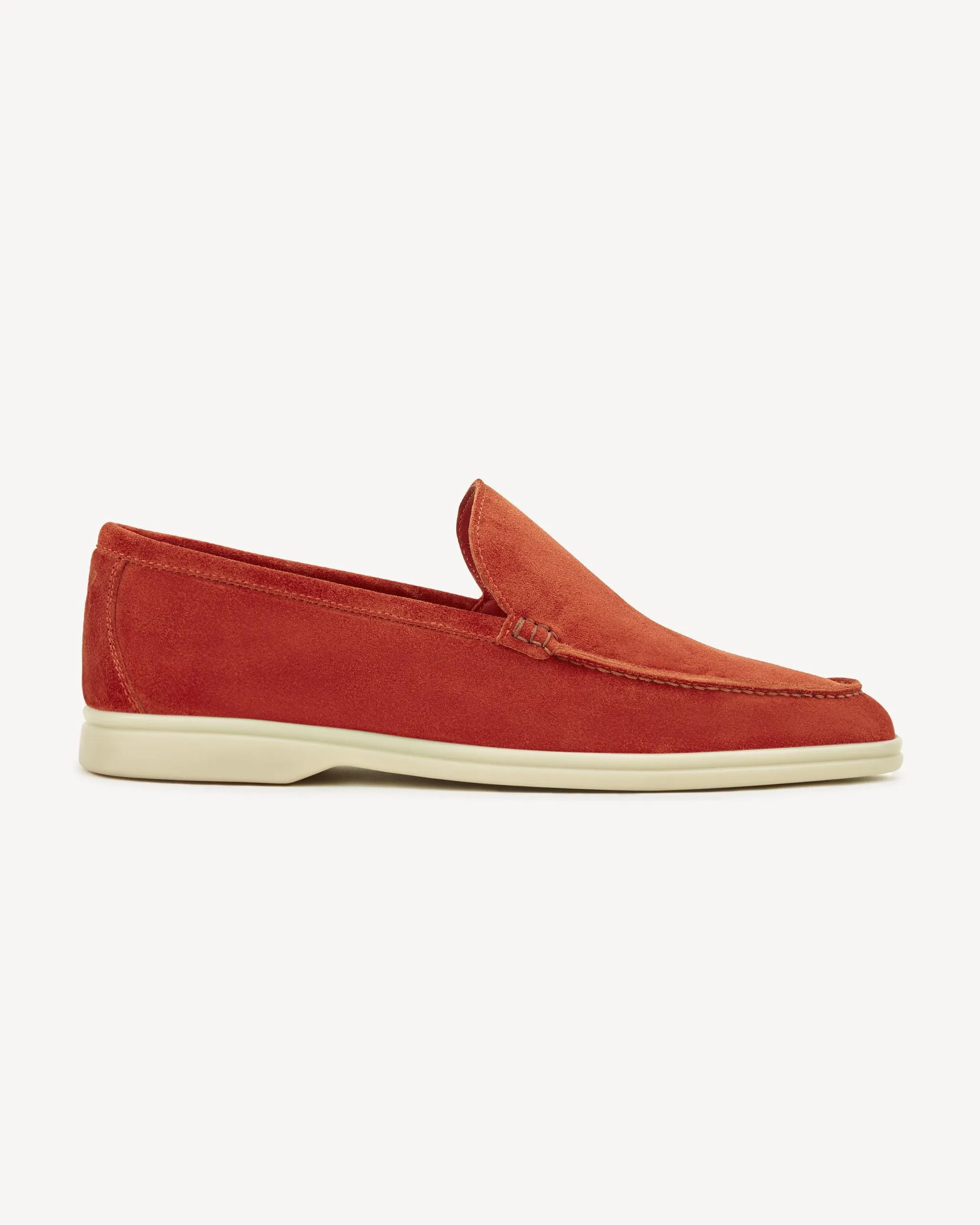 Brabion Unlined Capri Suede Loafer – Ginger Red