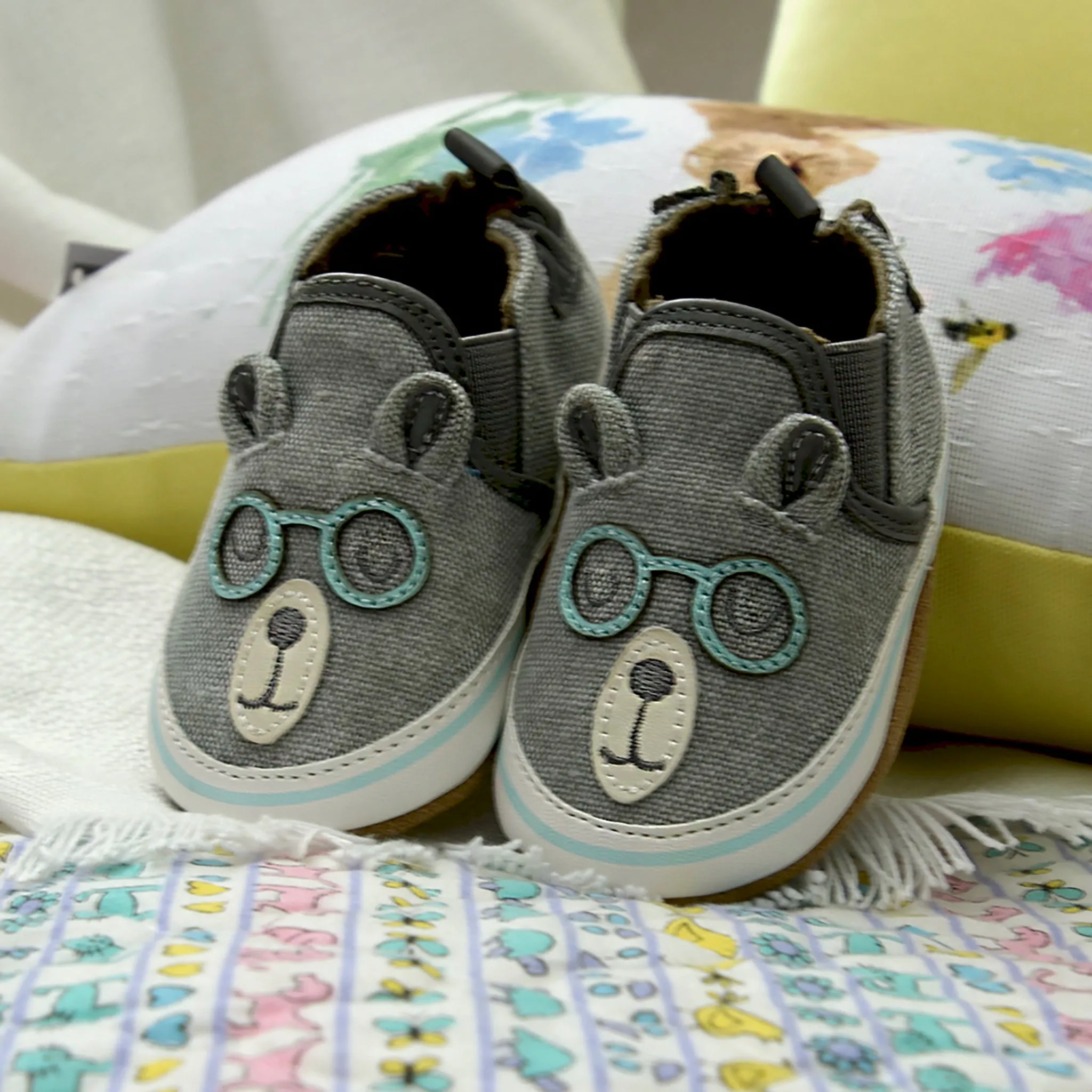 Brainy Bear Gray Baby Shoes