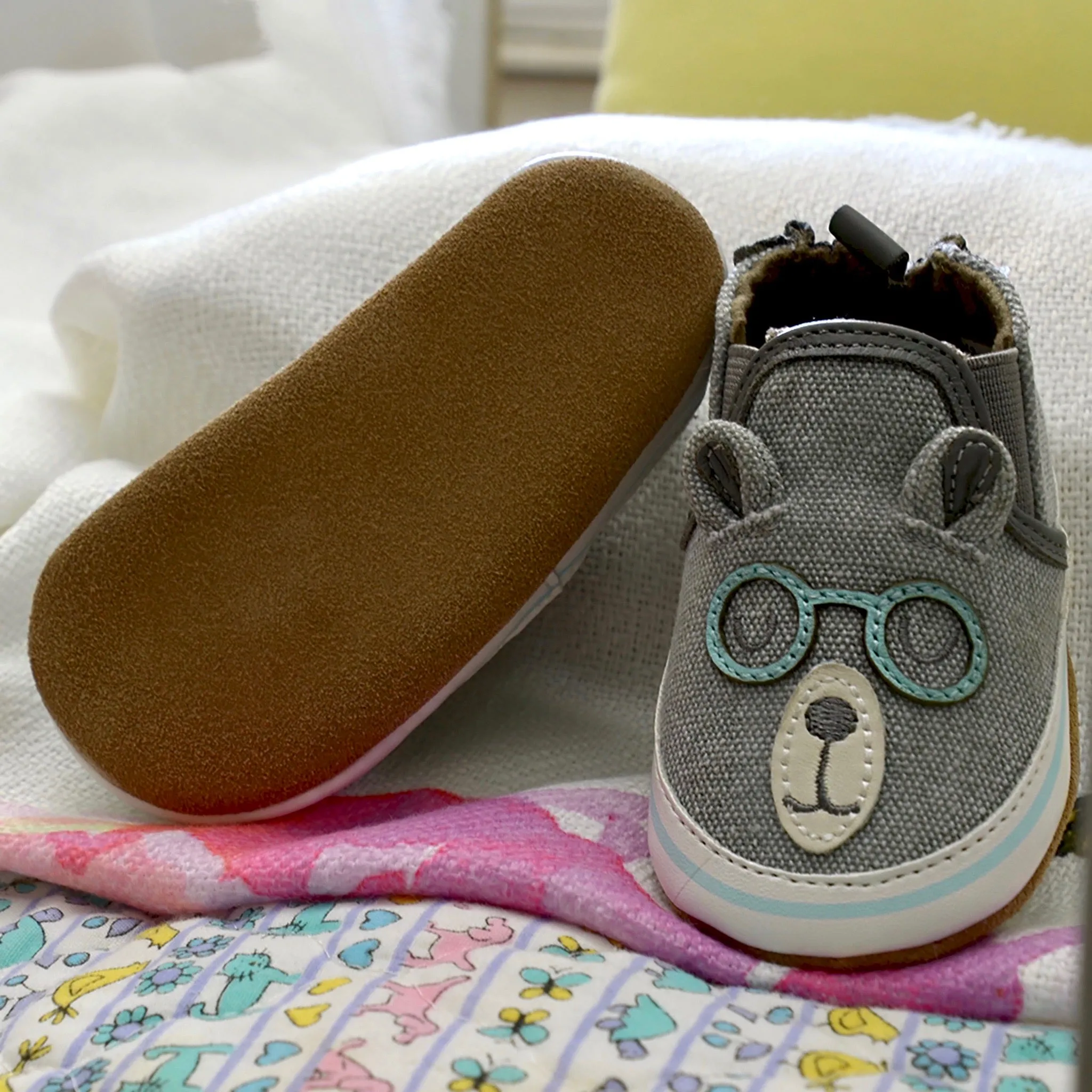 Brainy Bear Gray Baby Shoes