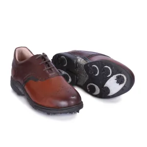 Bristol Tan Brown & Blue Golf Shoes