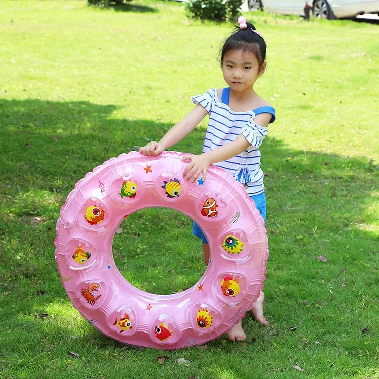 Cartoon Pattern Double Airbag Thickened Inflatable Swimming Ring Crystal Swimming Ring, Size:60 cm(Green)