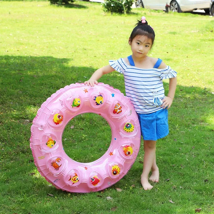 Cartoon Pattern Double Airbag Thickened Inflatable Swimming Ring Crystal Swimming Ring, Size:60 cm(Green)