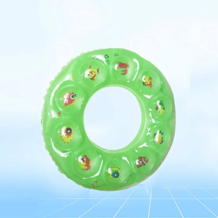 Cartoon Pattern Double Airbag Thickened Inflatable Swimming Ring Crystal Swimming Ring, Size:60 cm(Green)