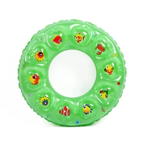 Cartoon Pattern Double Airbag Thickened Inflatable Swimming Ring Crystal Swimming Ring, Size:60 cm(Green)