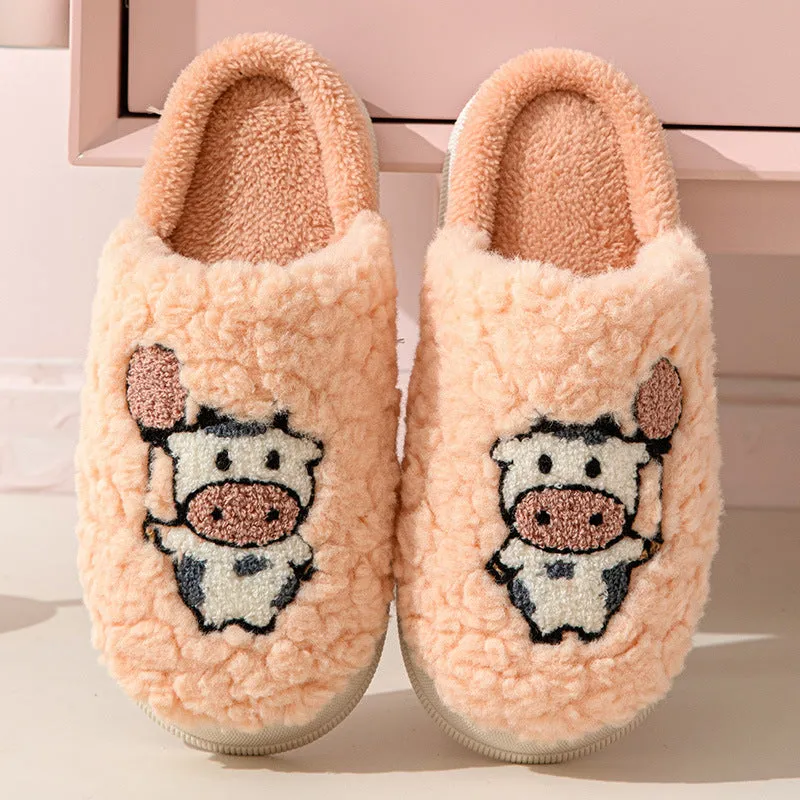 Cartoon Plush Cotton Slippers Women's Winter Warm Dormitory Non-slip