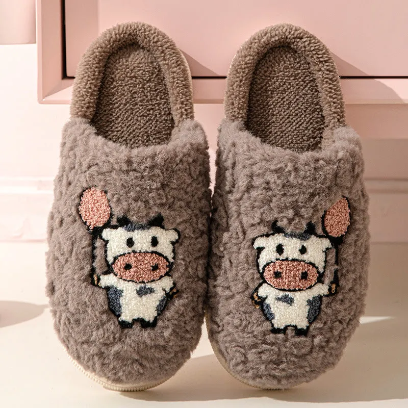 Cartoon Plush Cotton Slippers Women's Winter Warm Dormitory Non-slip