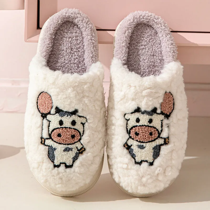 Cartoon Plush Cotton Slippers Women's Winter Warm Dormitory Non-slip