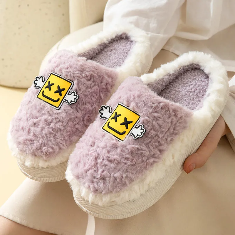 Cartoon Plush Cotton Slippers Women's Winter Warm Dormitory Non-slip