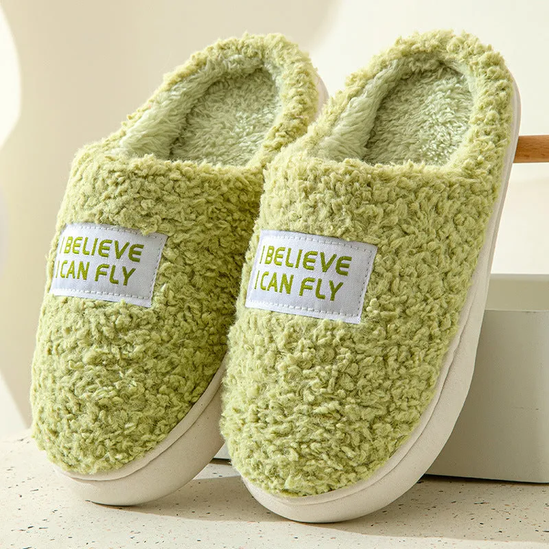 Cartoon Plush Cotton Slippers Women's Winter Warm Dormitory Non-slip