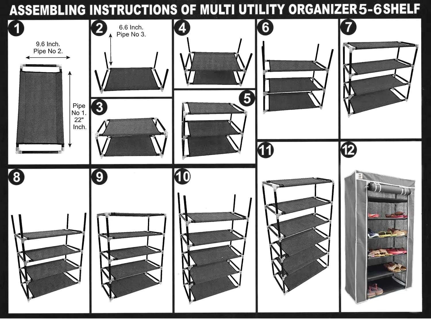 CMerchants Multipurpose Home Utility Portable Space Saving 6 Layer Shoe Rack Organizer Stand Blue