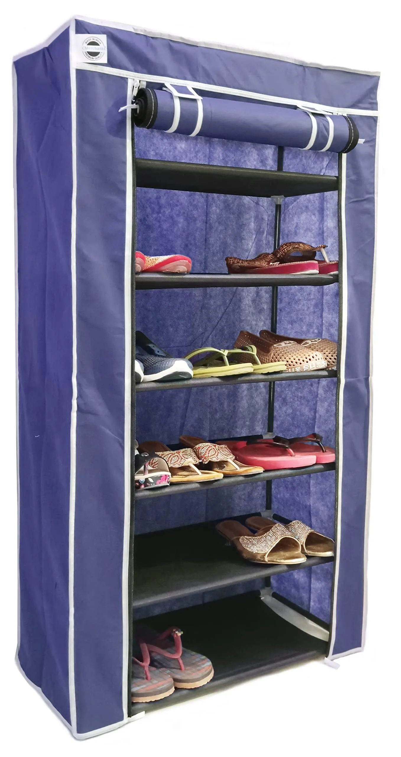 CMerchants Multipurpose Home Utility Portable Space Saving 6 Layer Shoe Rack Organizer Stand Blue