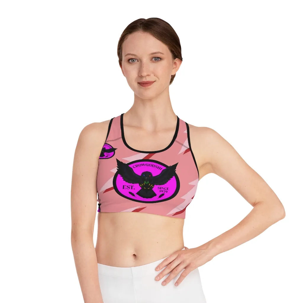 Crowgodshi Designer Pink Lightning Sports Bra