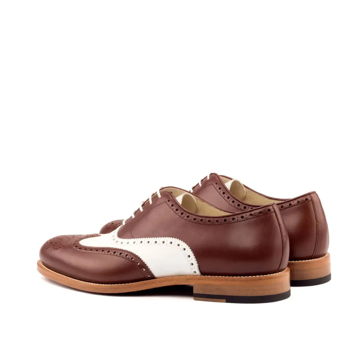 DapperFam Aeron in Med Brown / White Men's Italian Leather Full Brogue