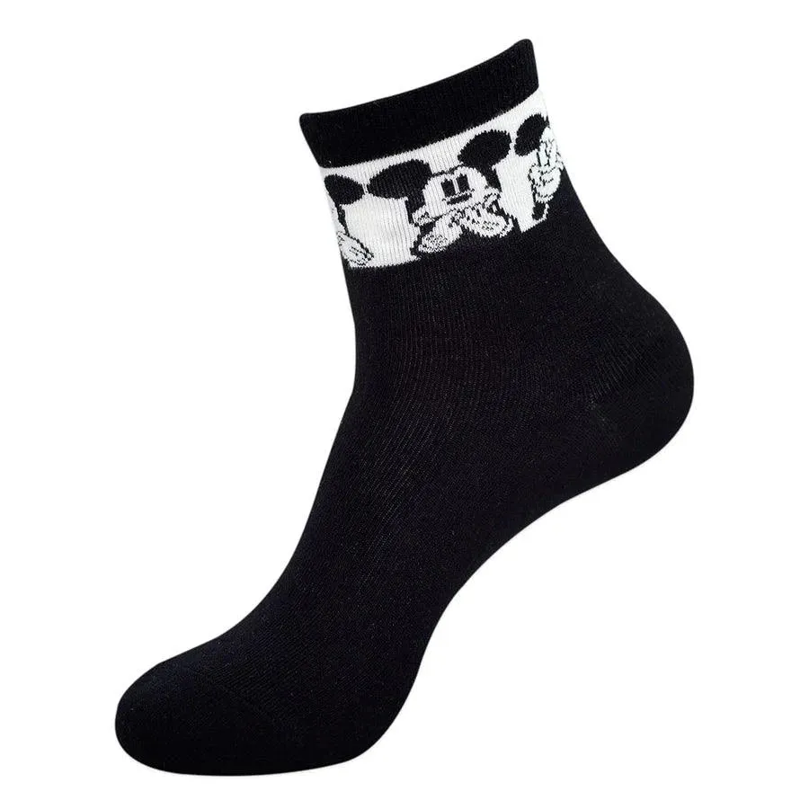 Disney Mickey & Minnie High Ankle Socks For Women - Black And White