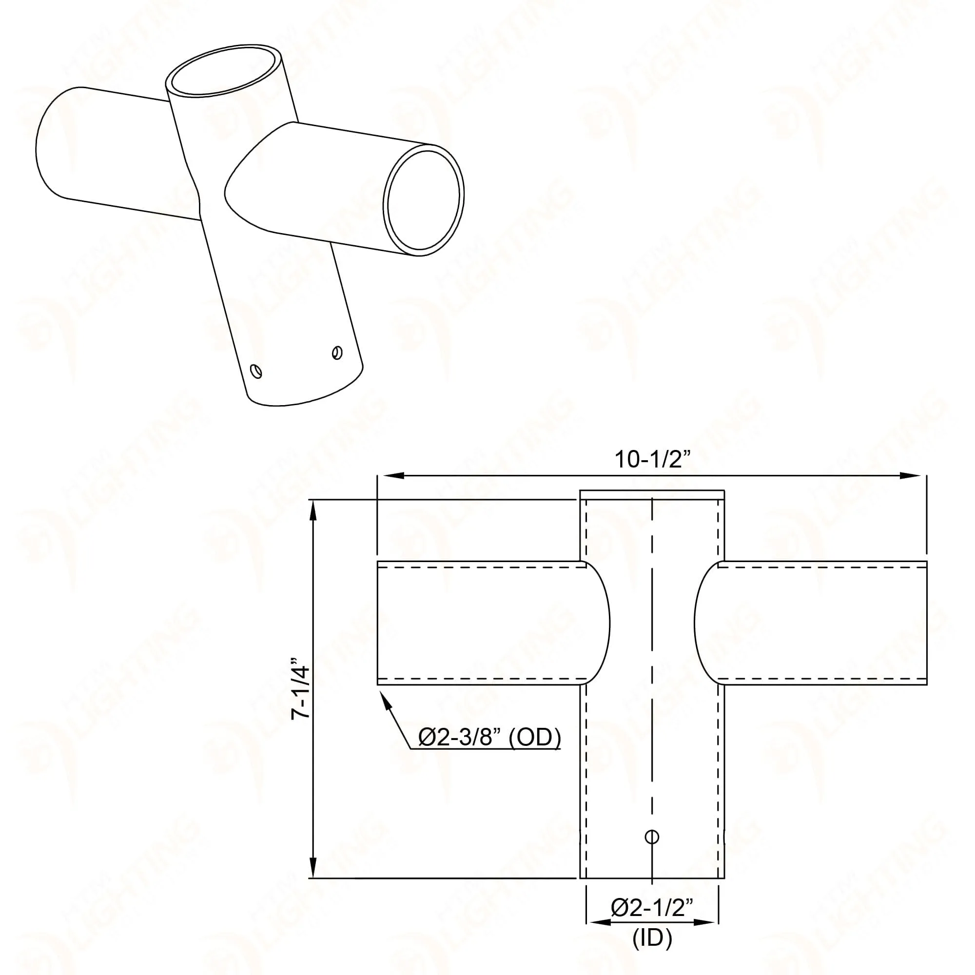 Double 180 Degree Horizontal Tenon Adapter With Screws (V2)