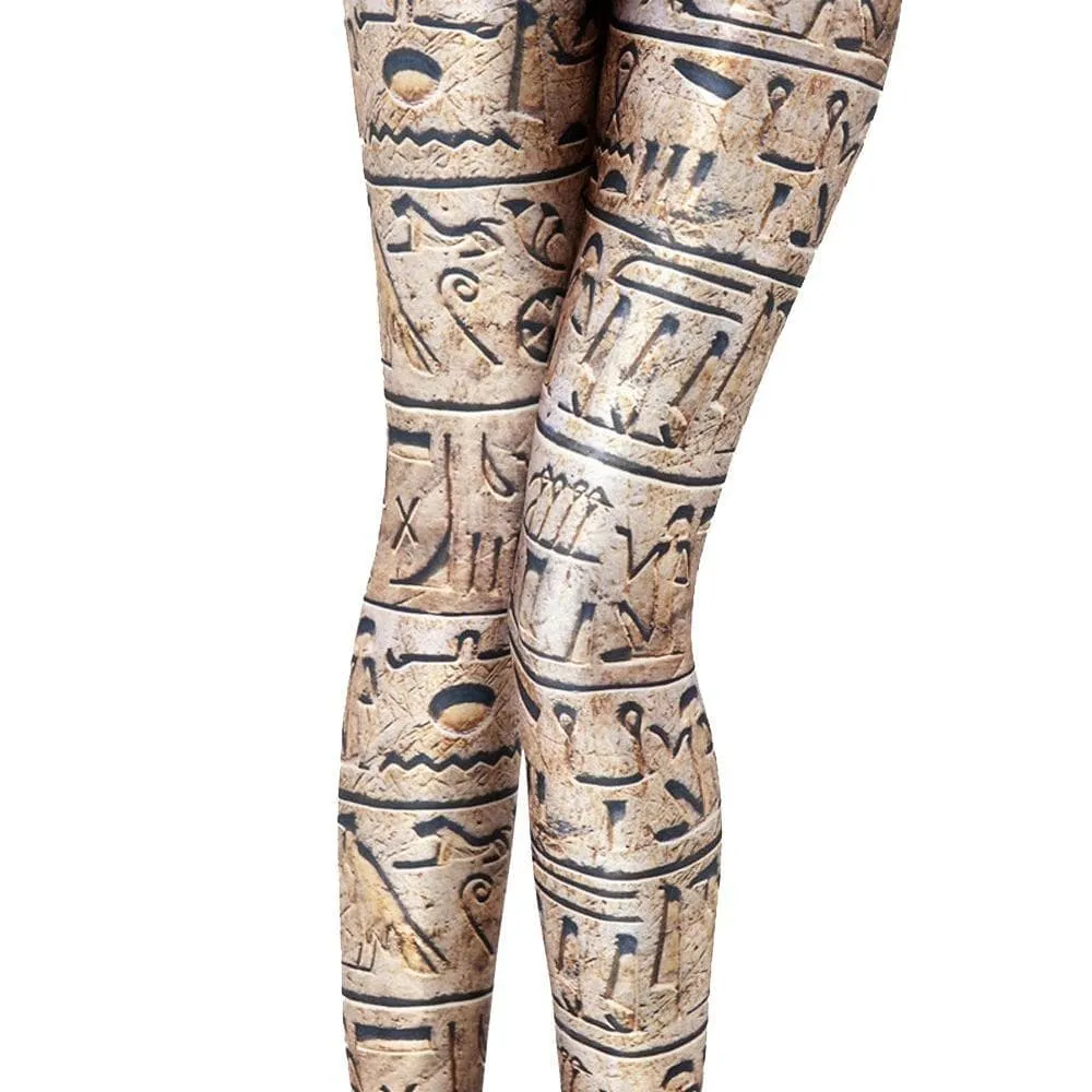 Egyptian Hieroglyphs Print High-Waist Leggings