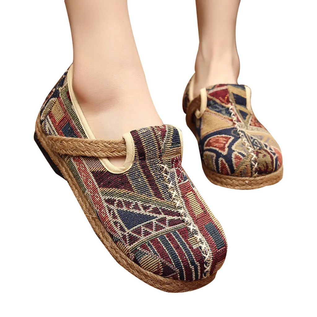 Ethnic Mori Leather Flat Women's Shoes | Gift Shoes