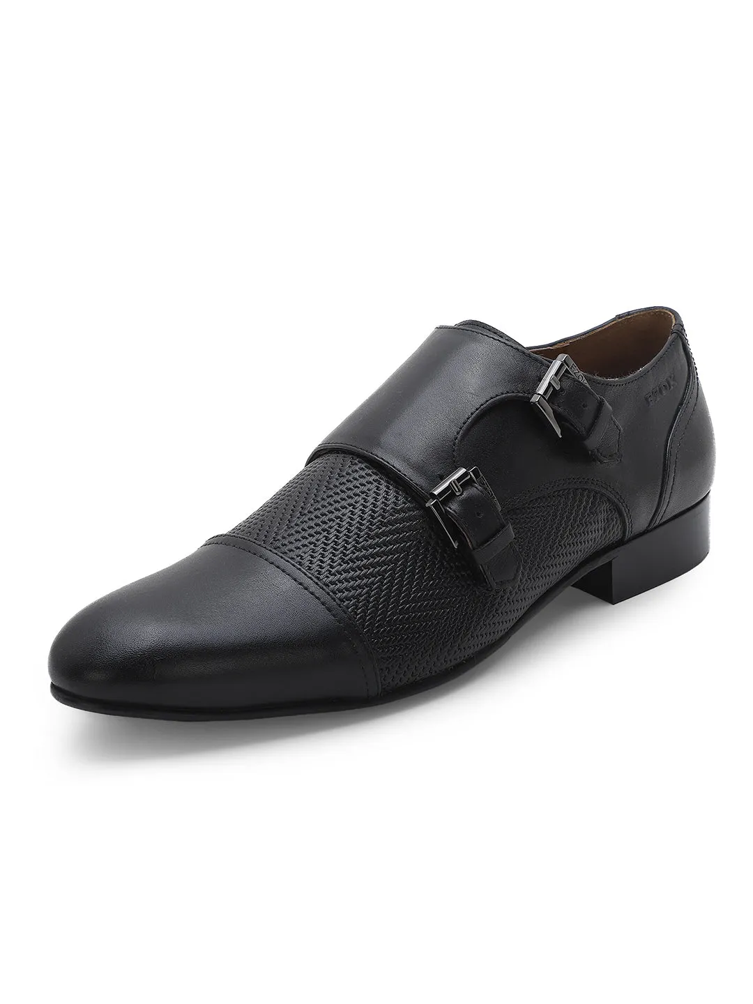 Ezok Men Black Formal Monk Straps