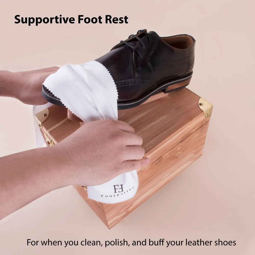 FootFitter Shoe Shine & Suede Cleaning Set with Grand Cedar Wood Box - Shoe Polish Cream