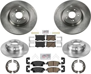 Ft & Rr Disc Brake Rotors Ceramic Disc Brake Pads for Genesis G80 3.8L 18-2020