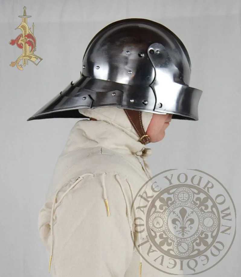 German Gothic 15th Century Sallet Helm 16 Gauge Blackened