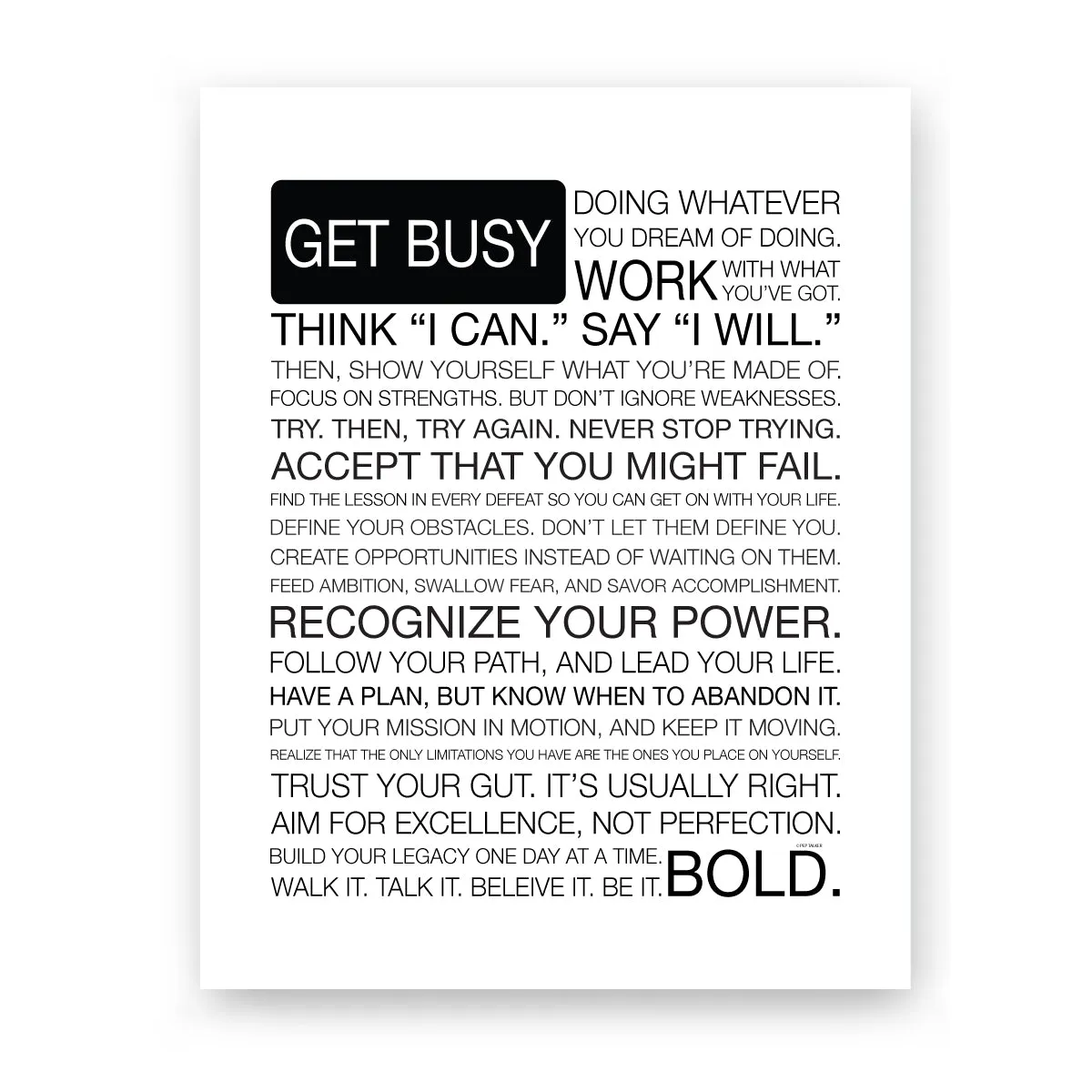 Get Busy Manifesto Print