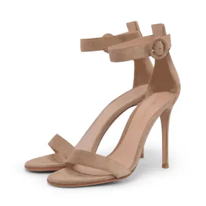 Gianvito Rossi Beige Suede Portofino 105 Sandals 39