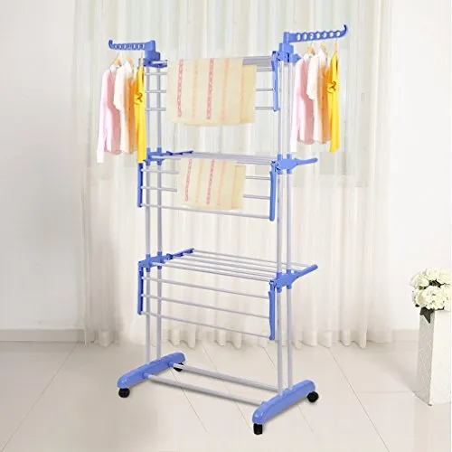 GOGOUP Clothes Drying Rack, Portable Folding Laundry Garment Hanger Stand, Clothes Rail Multifunctional Indoor Outdoor Storage Rack