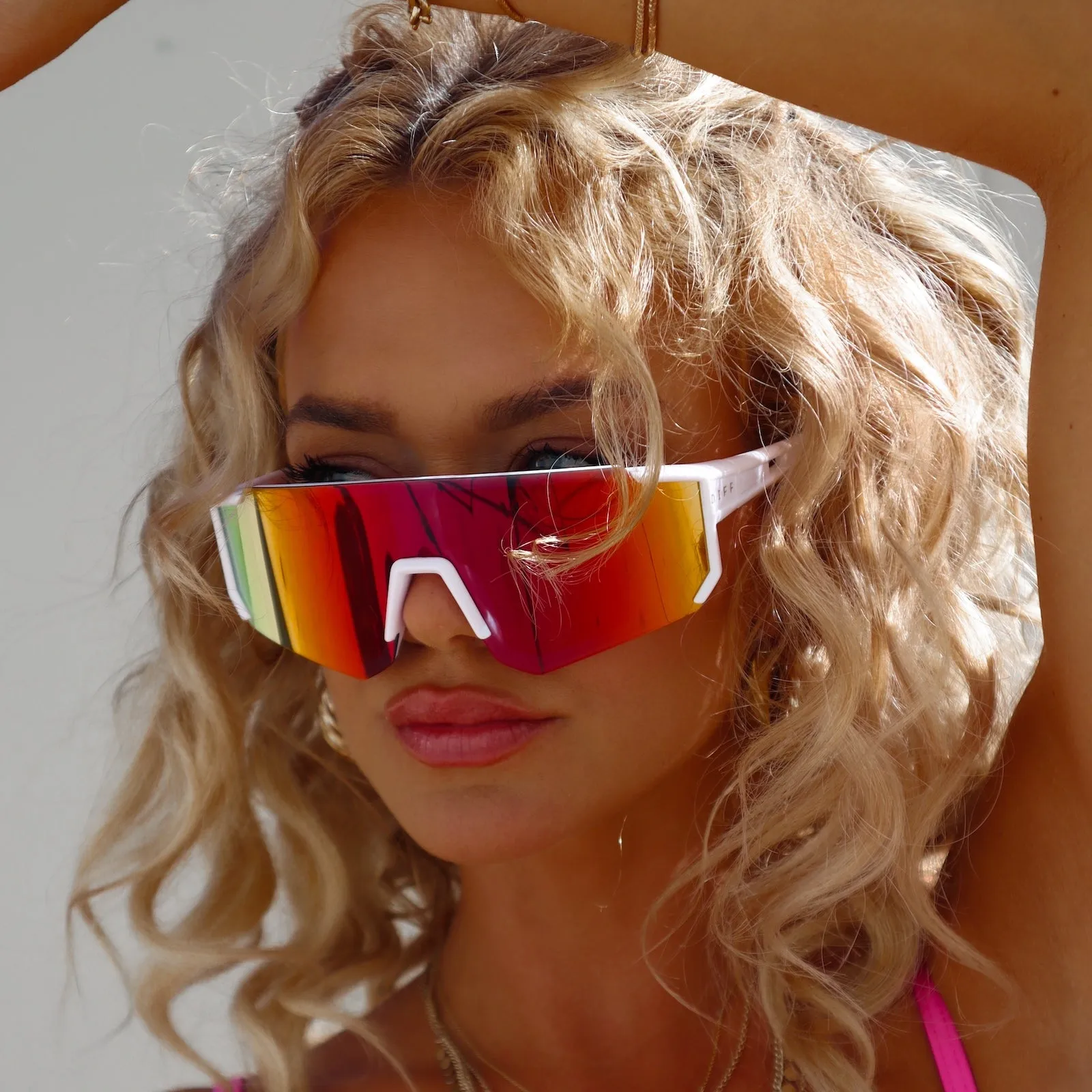 HEAT - NEON YELLOW   PINK RUSH MIRROR   POLARIZED SUNGLASSES