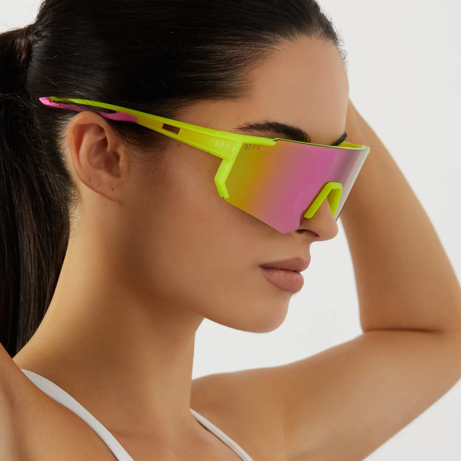 HEAT - NEON YELLOW   PINK RUSH MIRROR   POLARIZED SUNGLASSES